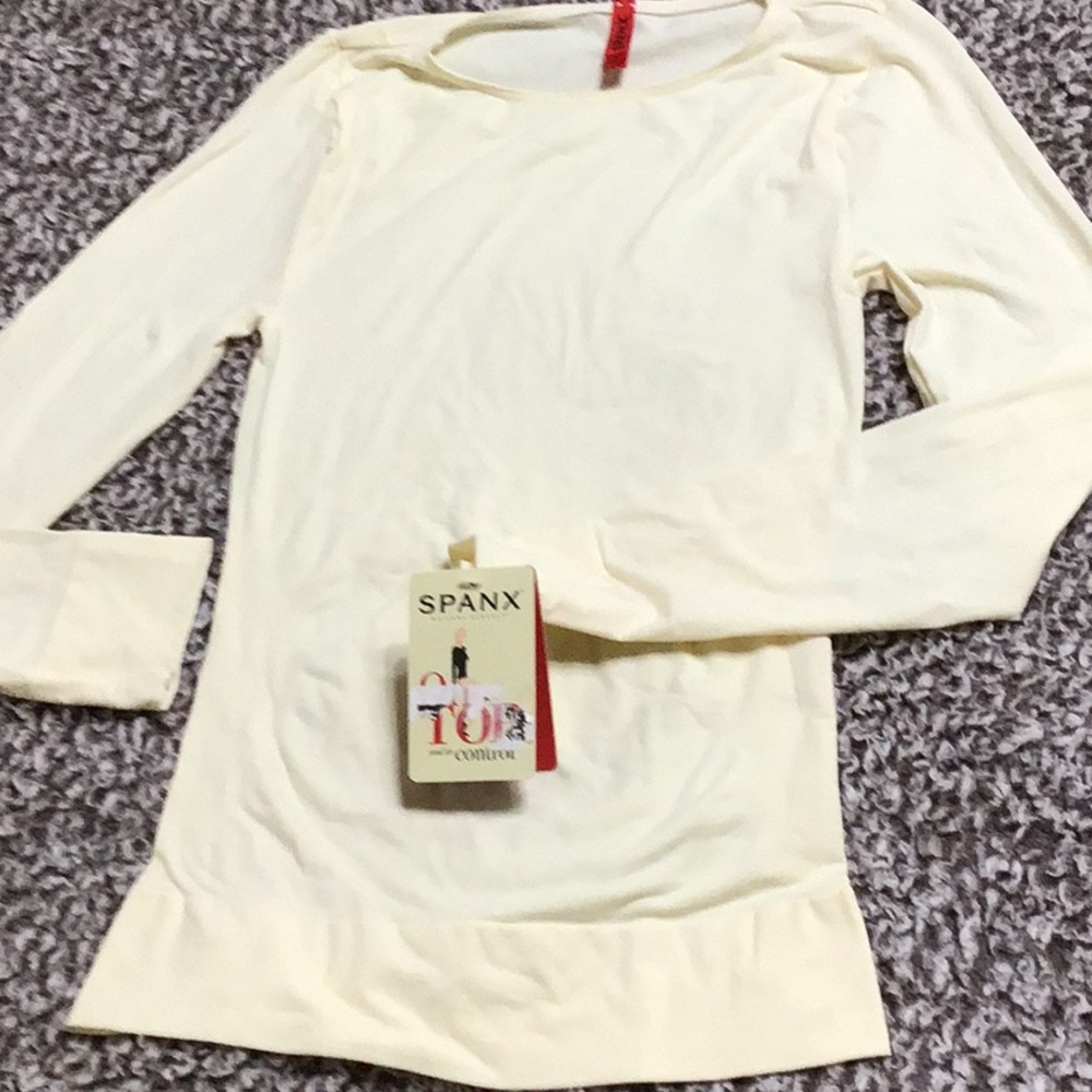 Spanx Control Top M Vanilla Long Sleeve NWT